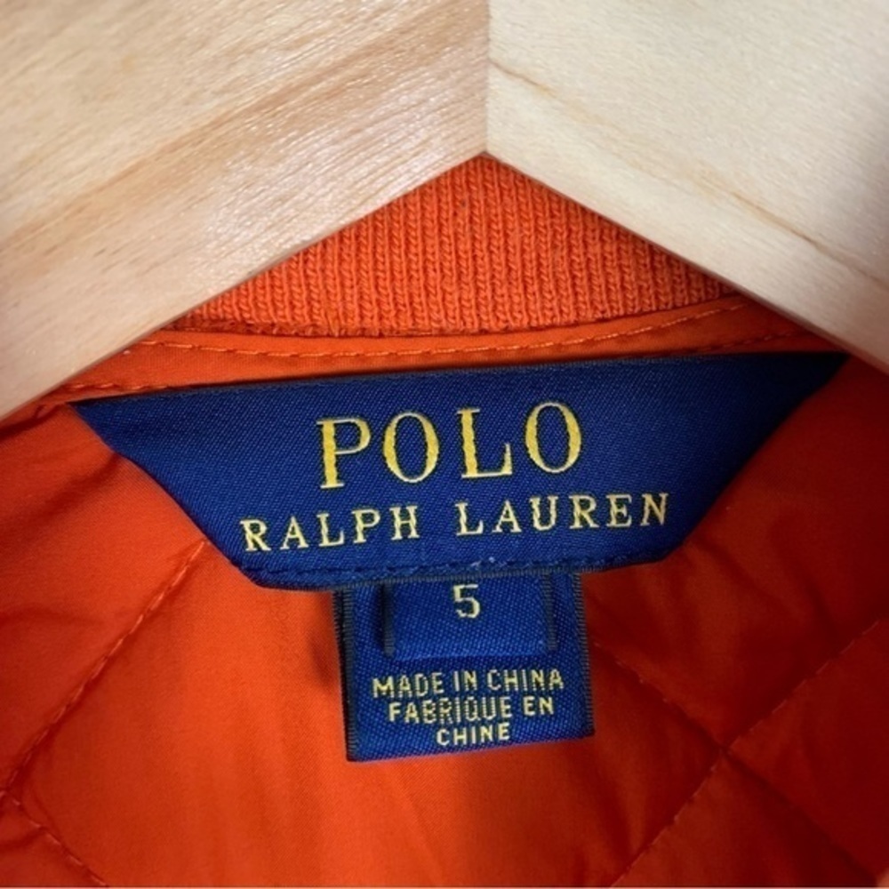 NFS. Polo Ralph Lauren orange quilted puffer style jacket size 5 - Picture 3 of 16